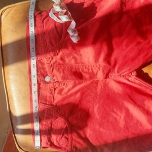 Evisu red cropped capri pants